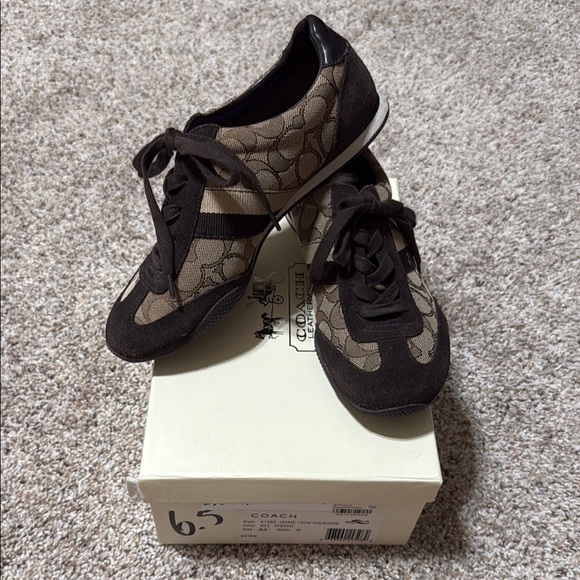 Coach Brown Casual Sneakers with Suede and Mesh - Picture 1 of 7
